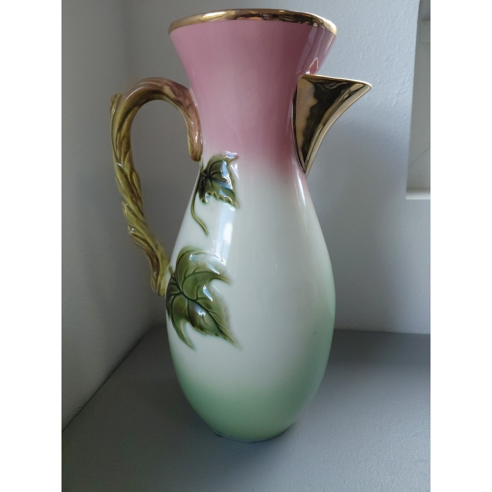 Hull Pottery LARGE Pitcher Service TOKAY Grapes Vine OMBRE Gold Trim USA 13" MCM - Picture 4 of 10